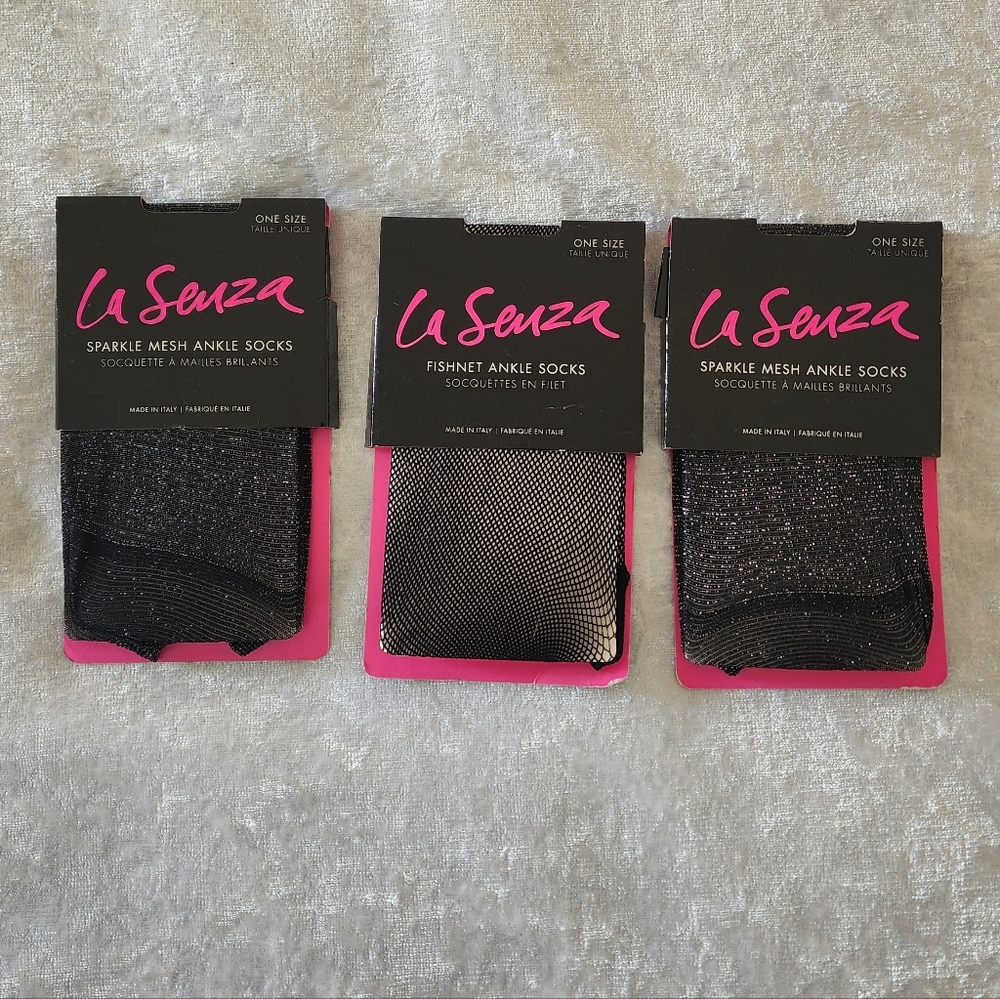 La Senza Black and Silver Mesh Ankle Socks